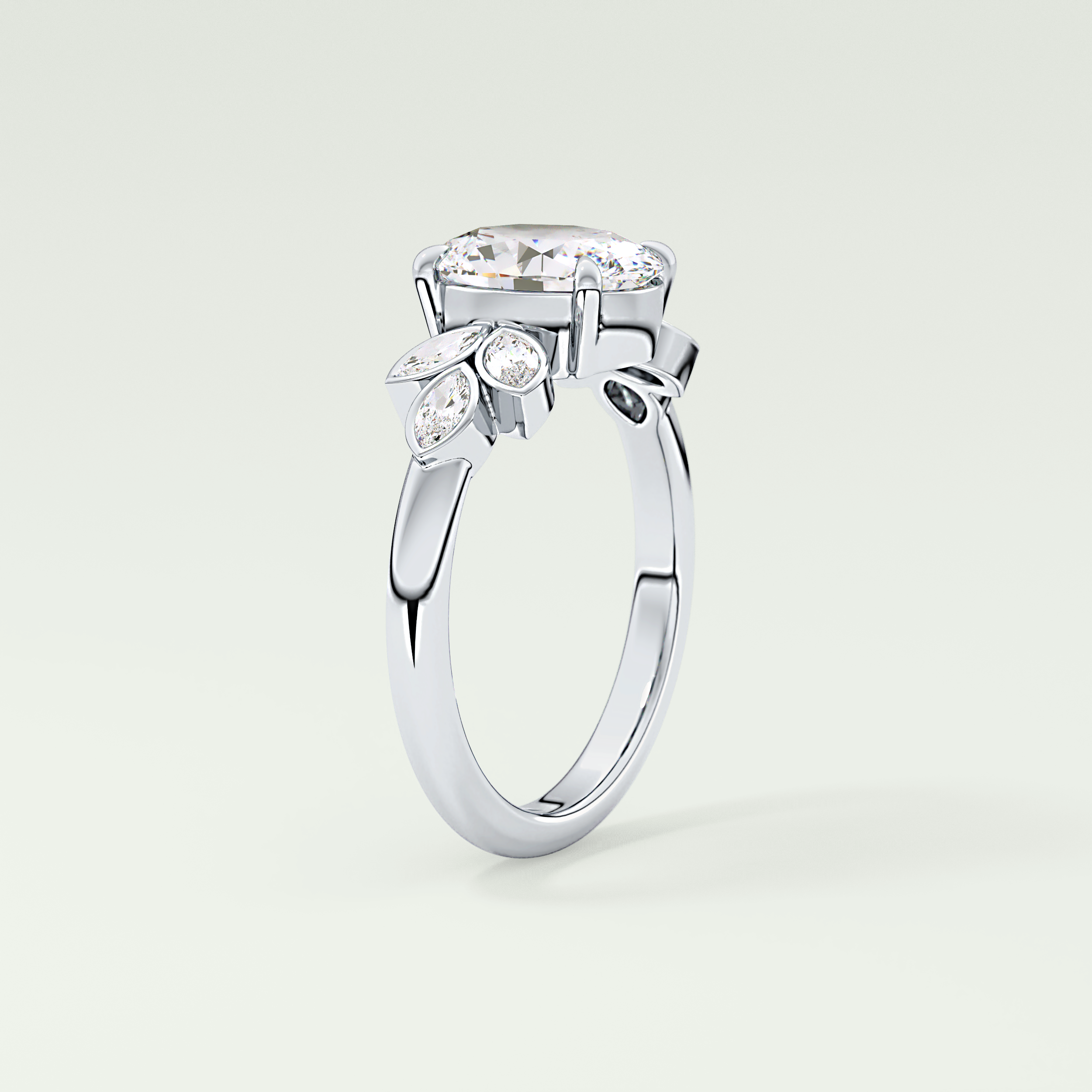 1.25 CT Oval Cut Cluster Style Lab-Grown Diamond Engagement Ring 17
