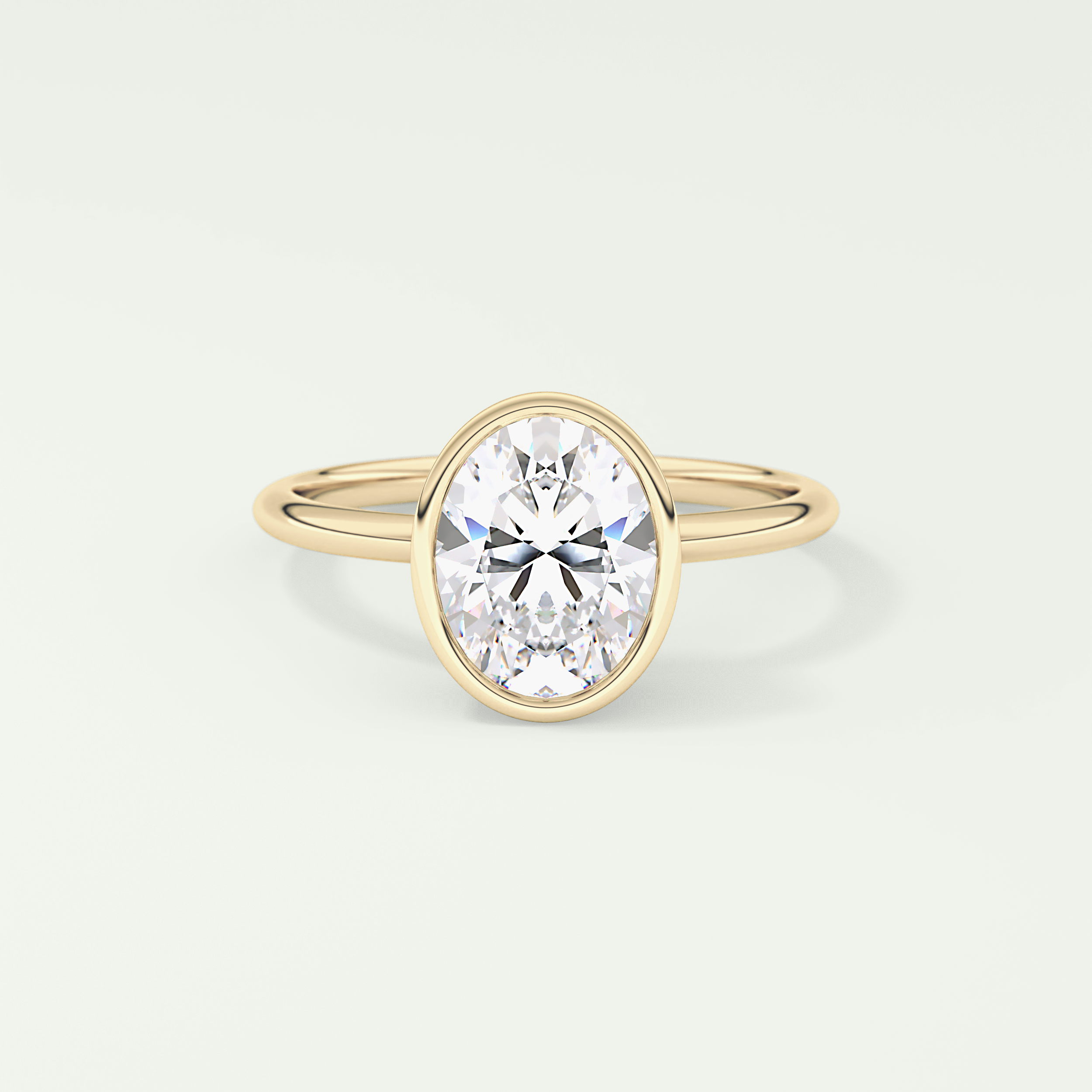 1.5 CT Oval Cut Bezel Style Solitaire Moissanite Engagement Ring 1
