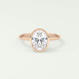 1.25 CT Oval Cut Solitaire Bezel Lab-Grown Diamond Engagement Ring 7