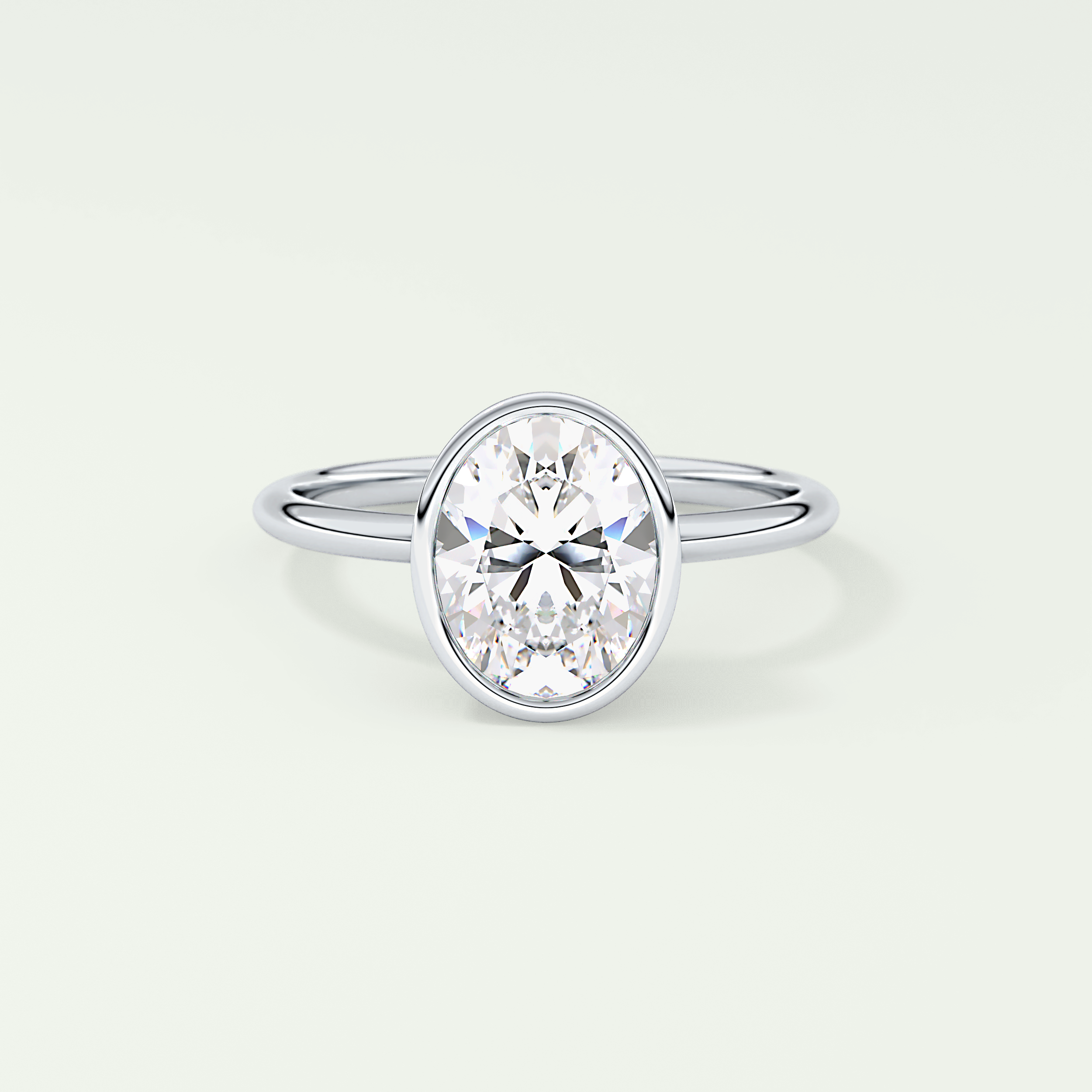 1.25 CT Oval Cut Solitaire Bezel Lab-Grown Diamond Engagement Ring 13