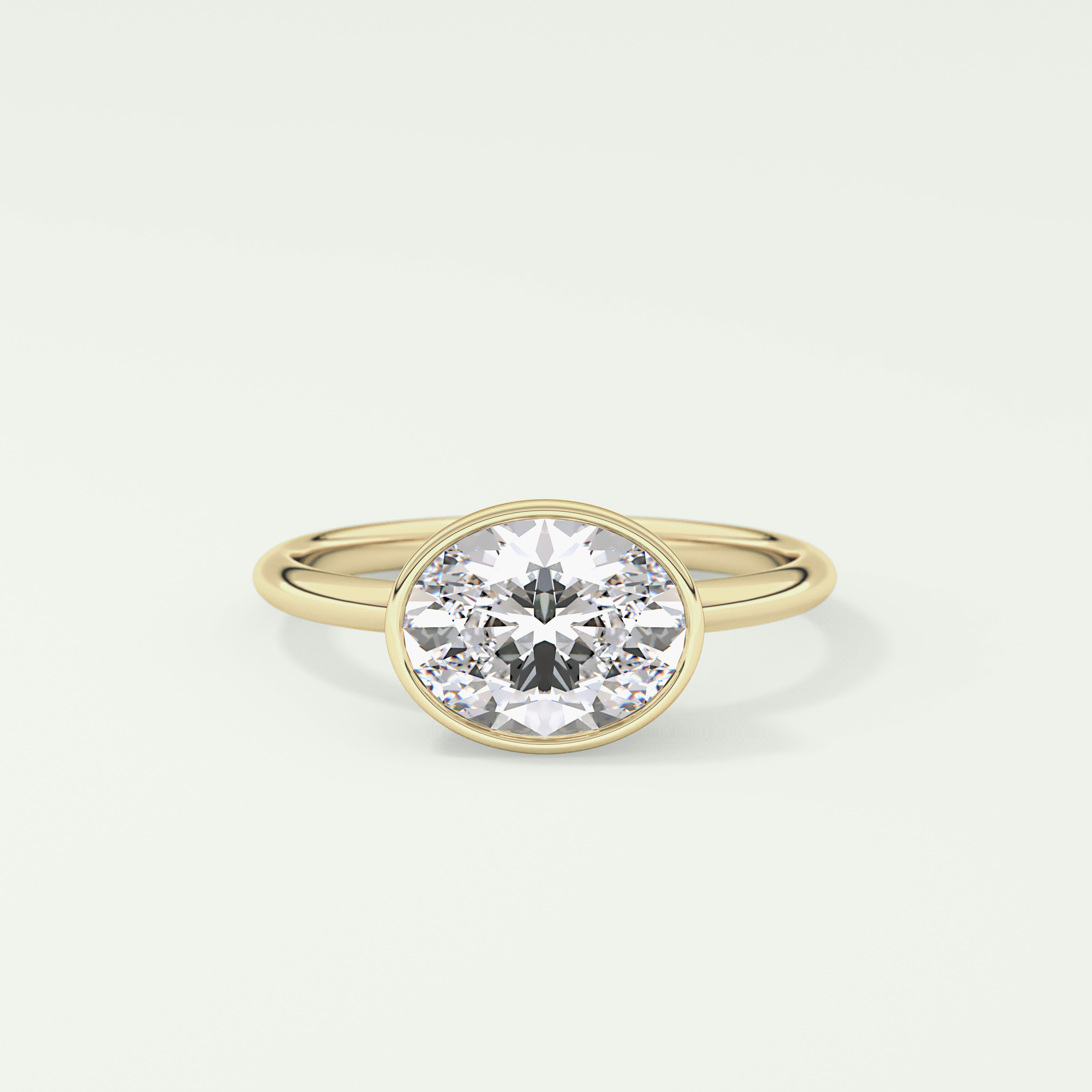 1.25 CT East West Oval Cut Bezel Style Moissanite Engagement Ring