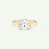 1.25 CT East West Oval Cut Bezel Lab-Grown Diamond Engagement Ring