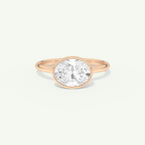 1.25 CT East West Oval Cut Bezel Lab-Grown Diamond Engagement Ring