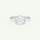 1.25 CT East West Oval Cut Bezel Lab-Grown Diamond Engagement Ring