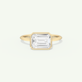 1.5 CT East West Emerald Cut Bezel Lab-Grown Diamond Engagement Ring