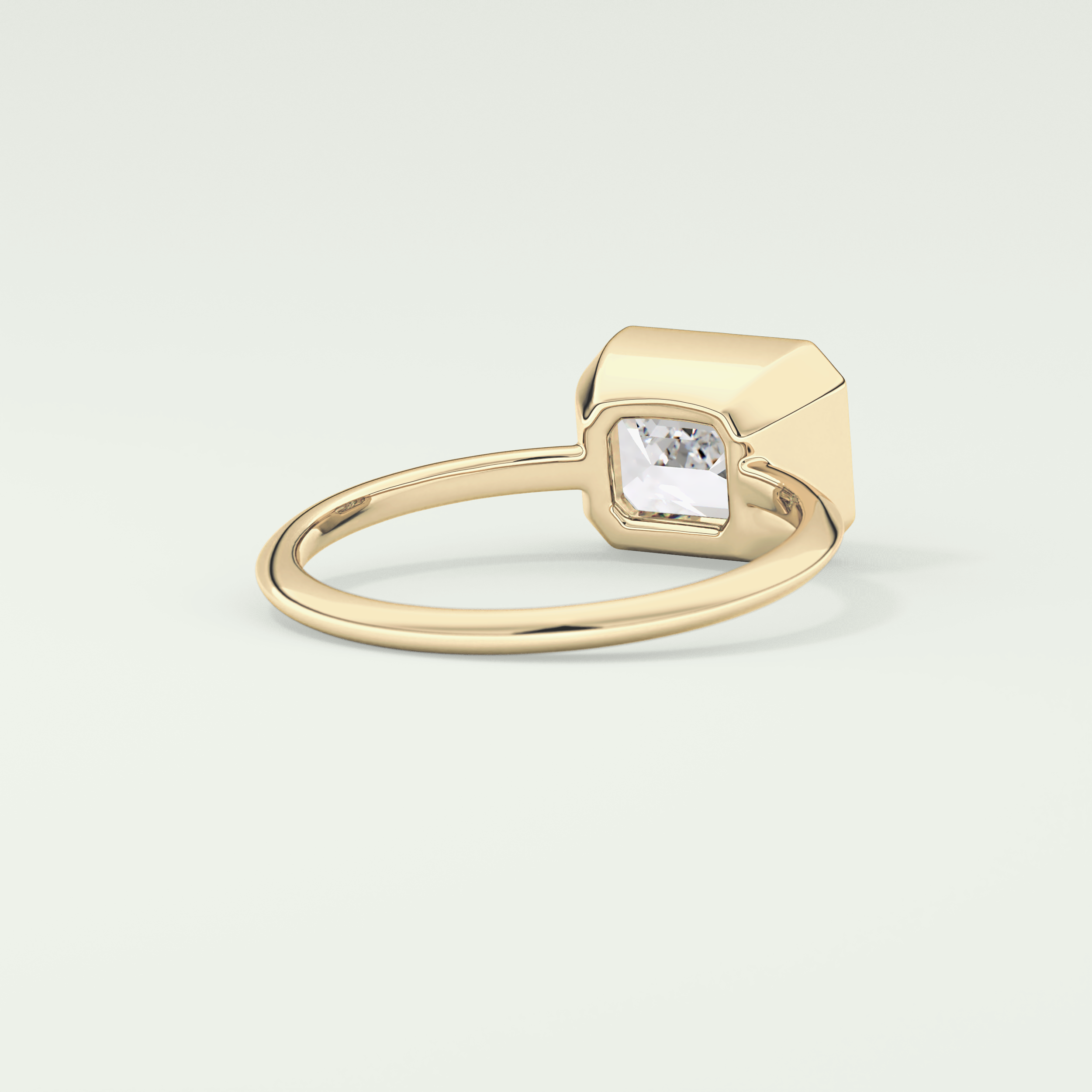 1.5 CT East West Emerald Cut Bezel Style Moissanite Engagement Ring