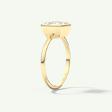 1.5 CT East West Emerald Cut Bezel Style Moissanite Engagement Ring