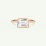 1.5 CT East West Emerald Cut Bezel Lab-Grown Diamond Engagement Ring