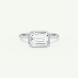 1.5 CT East West Emerald Cut Bezel Lab-Grown Diamond Engagement Ring