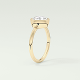 1.5 CT Round Cut Bezel Style Lab Grown Diamond Engagement Ring