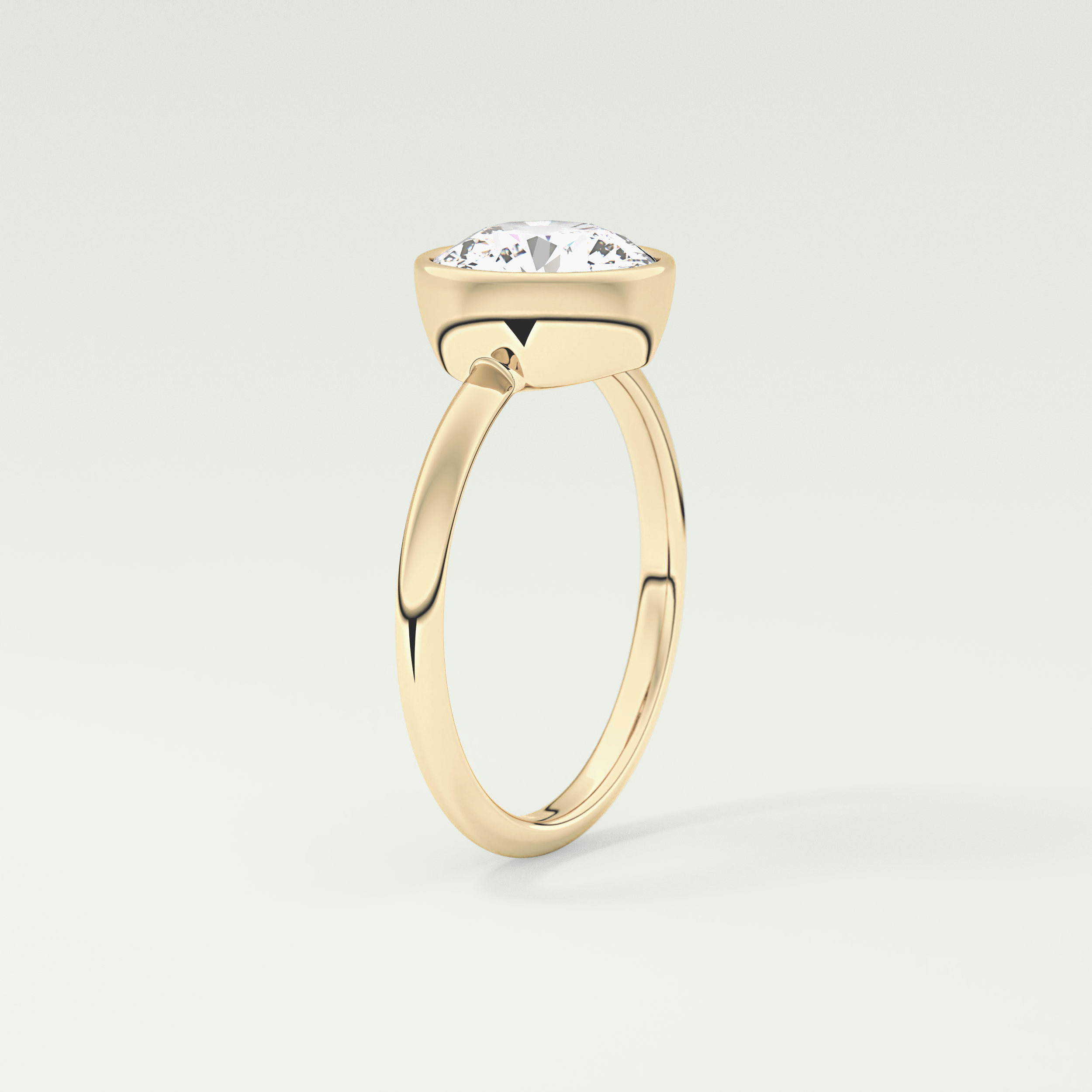 1.5 CT Round Cut Bezel Style Lab Grown Diamond Engagement Ring