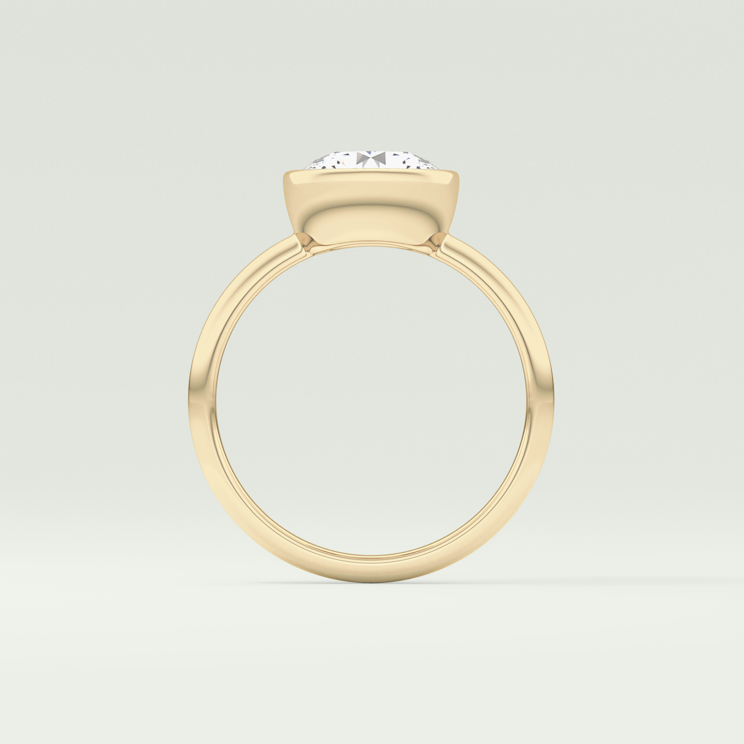 1.5 CT Round Cut Bezel Style Lab Grown Diamond Engagement Ring