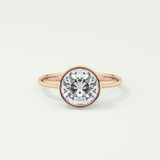 1.5 CT Round Cut Bezel Style Lab Grown Diamond Engagement Ring