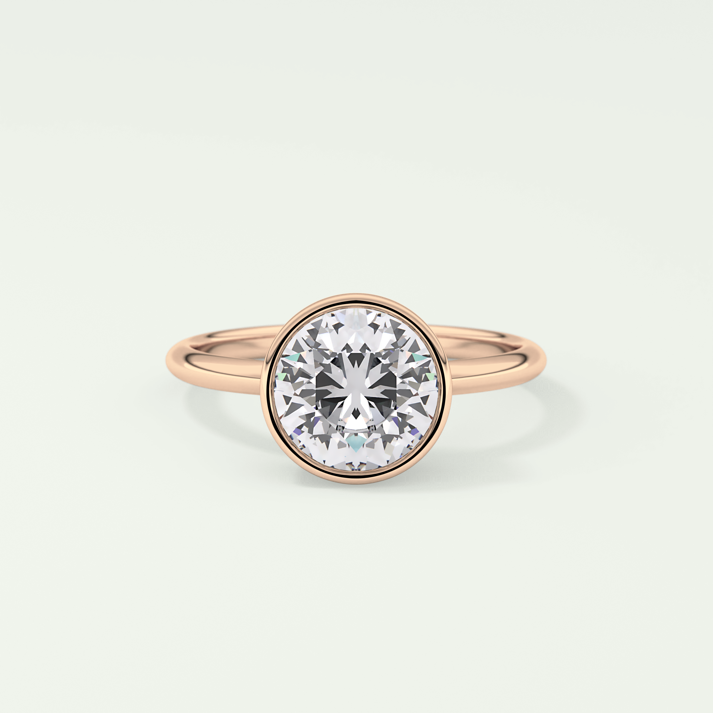 1.5 CT Round Cut Bezel Style Lab Grown Diamond Engagement Ring