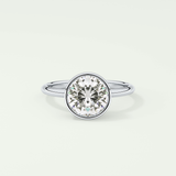 1.5 CT Round Cut Bezel Style Lab Grown Diamond Engagement Ring