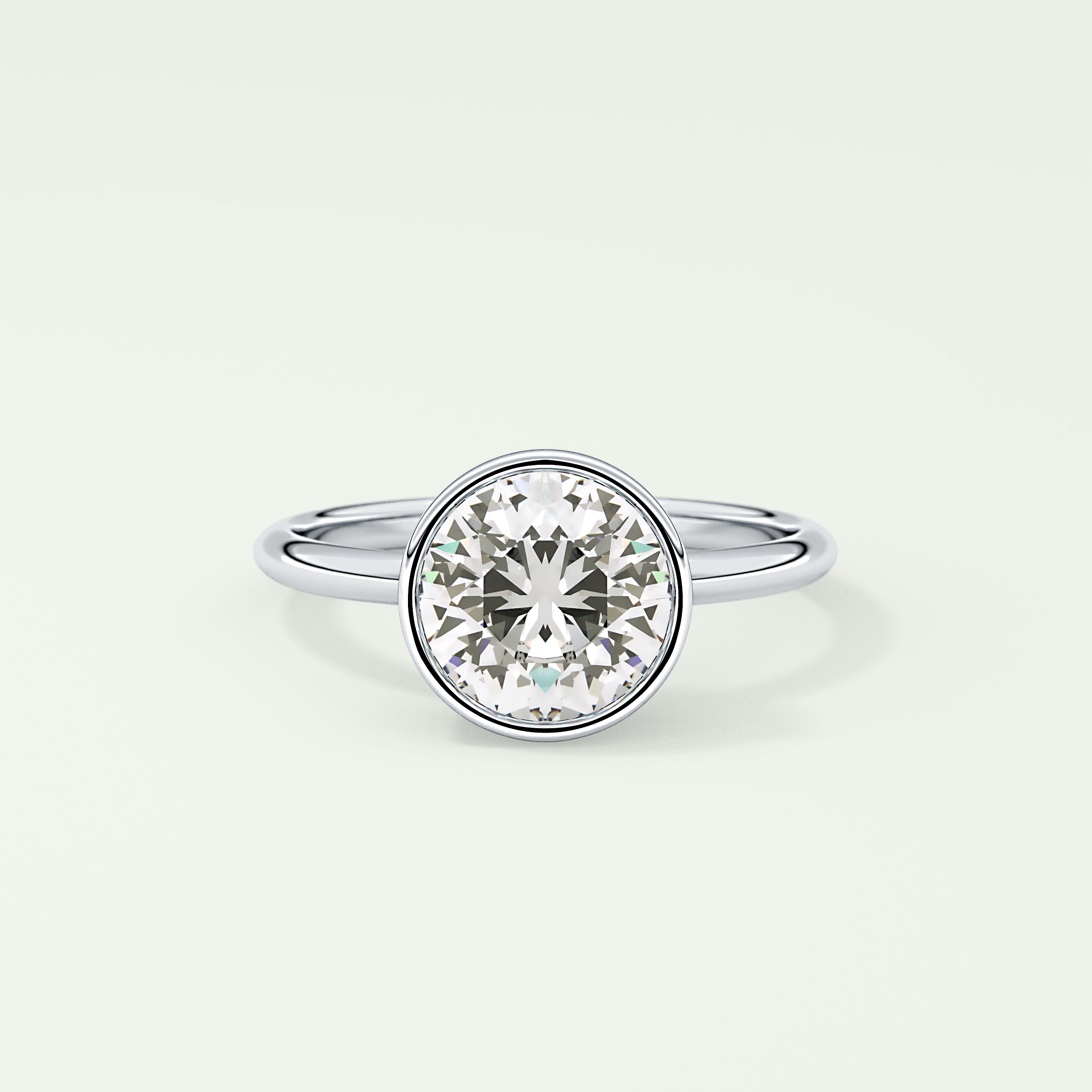 1.5 CT Round Cut Bezel Style Lab Grown Diamond Engagement Ring