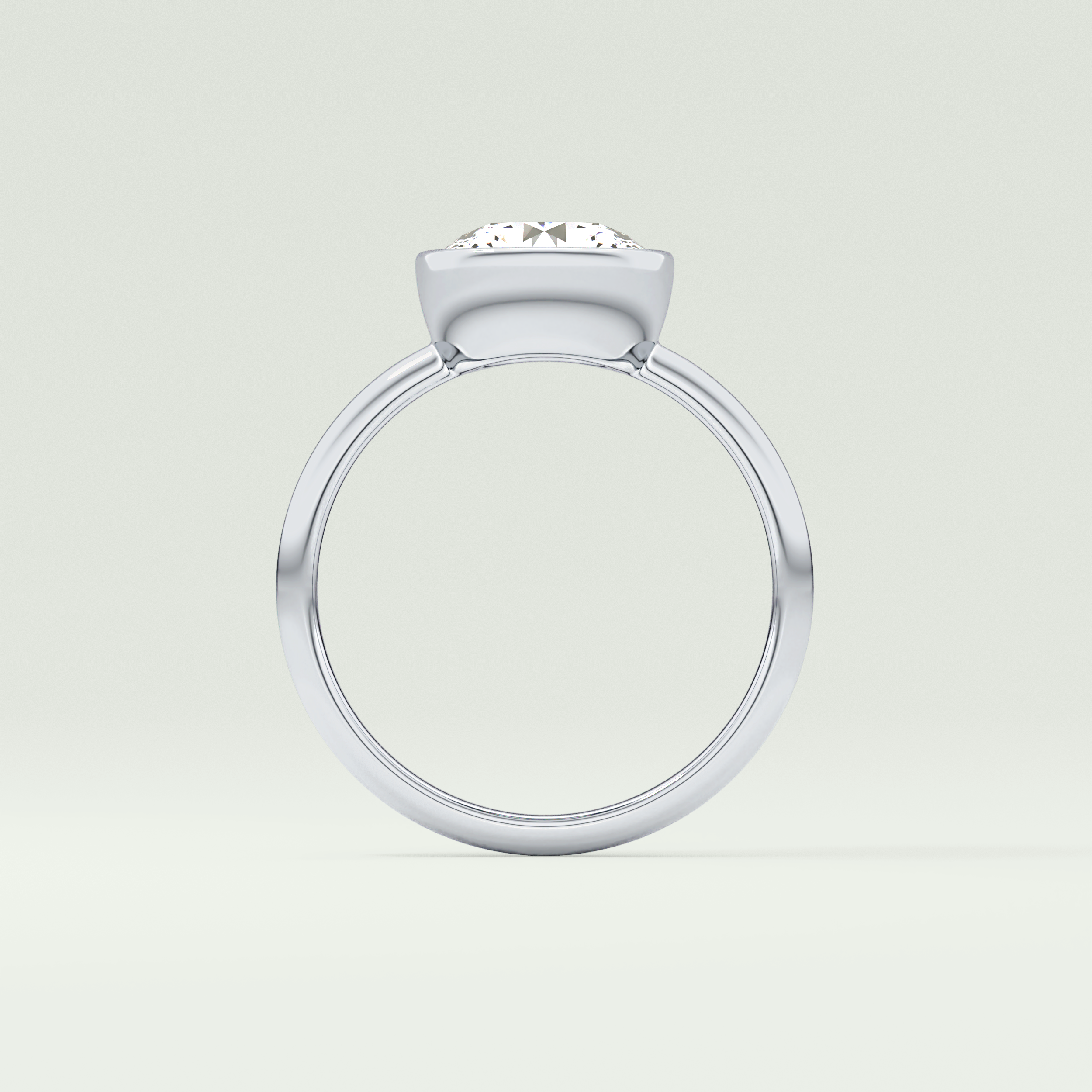 1.5 CT Round Cut Bezel Style Lab Grown Diamond Engagement Ring