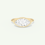 1.0 CT East West Marquise Cut Bezel Lab-Grown Diamond Engagement Ring