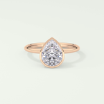 1.25 CT Pear Cut Bezel Style Lab Grown Diamond Engagement Ring