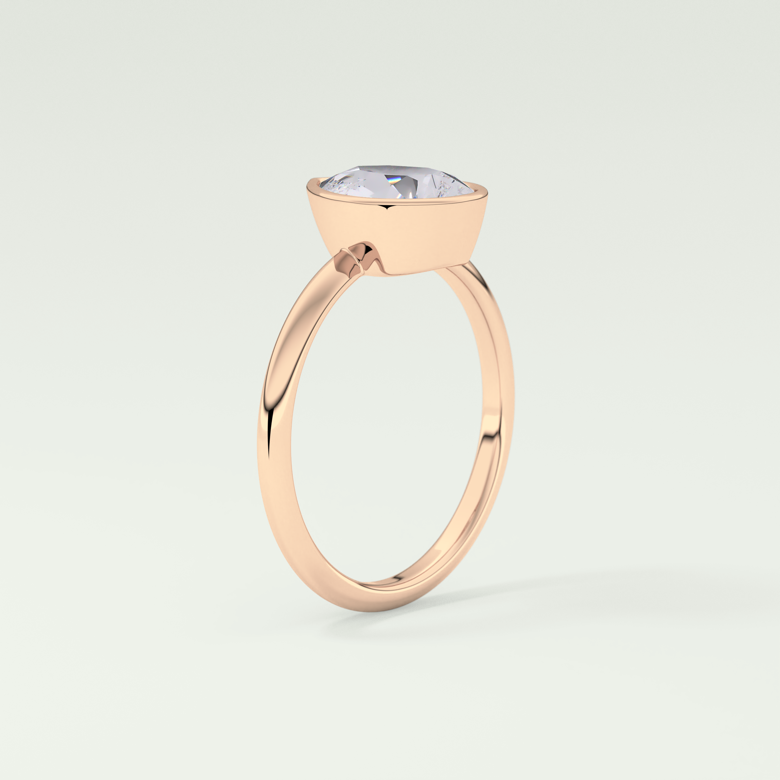 1.25 CT Pear Cut Bezel Style Lab Grown Diamond Engagement Ring