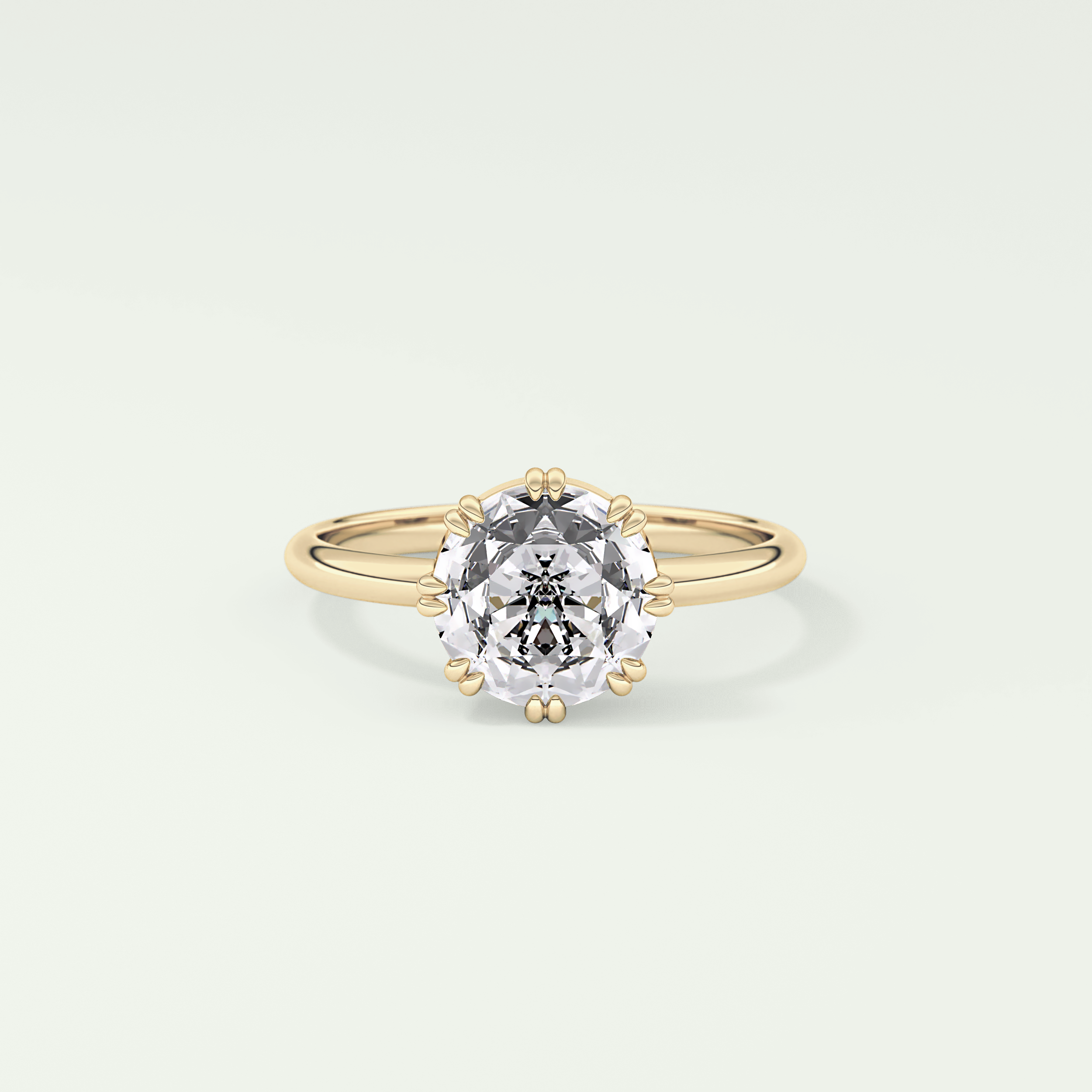 1.5 CT Rose Cut Solitaire Moissanite Engagement Ring 1