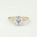 2.0 CT Round Cut Cluster Style Lab Grown Diamond Engagement Ring