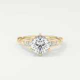 2.0 CT Round Cut Cluster Style Lab Grown Diamond Engagement Ring
