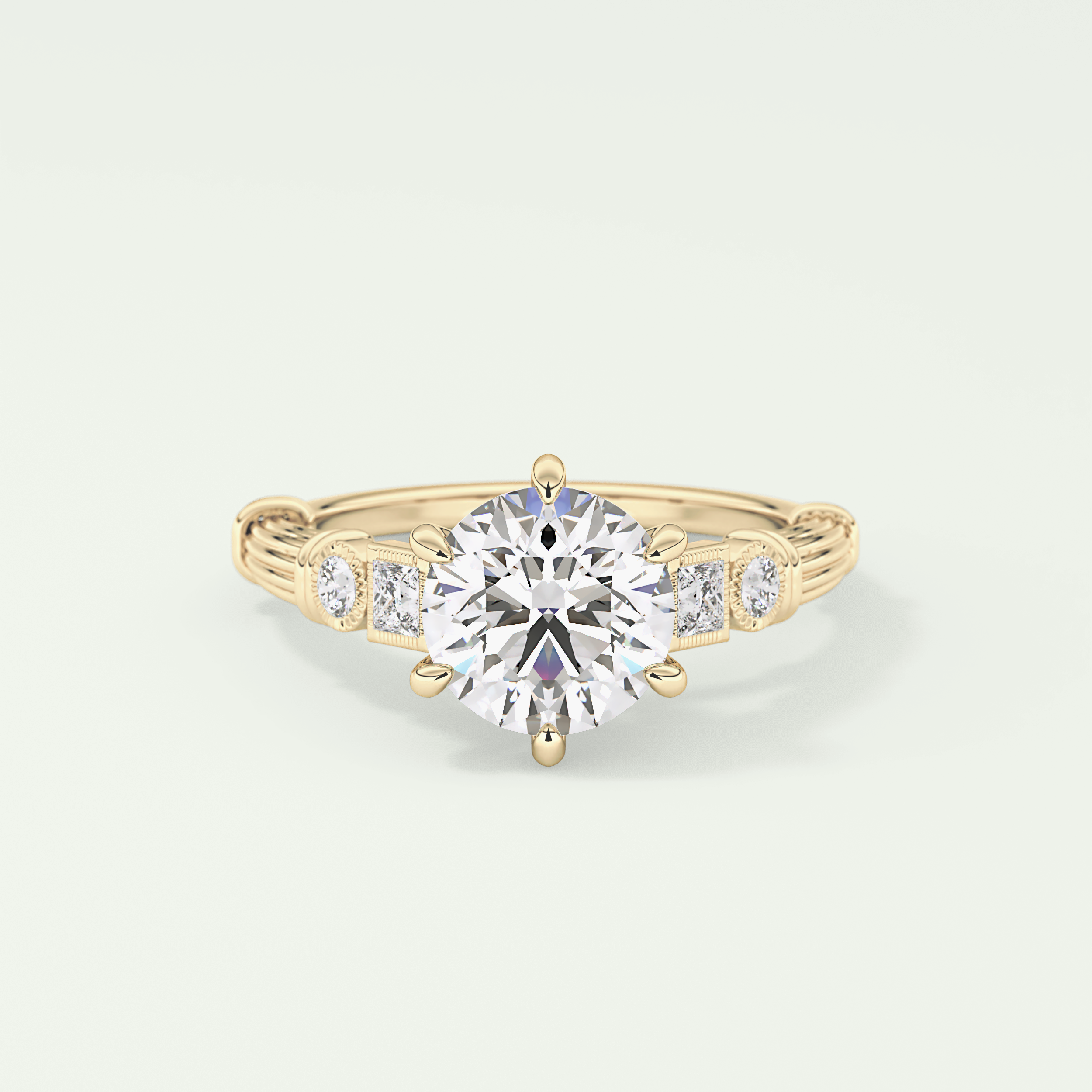 2.0 CT Round Cut Cluster Style Lab Grown Diamond Engagement Ring