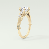 2.0 CT Round Cut Cluster Style Lab Grown Diamond Engagement Ring