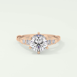 2.0 CT Round Cut Cluster Style Lab Grown Diamond Engagement Ring