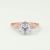 2.0 CT Round Cut Cluster Style Lab Grown Diamond Engagement Ring