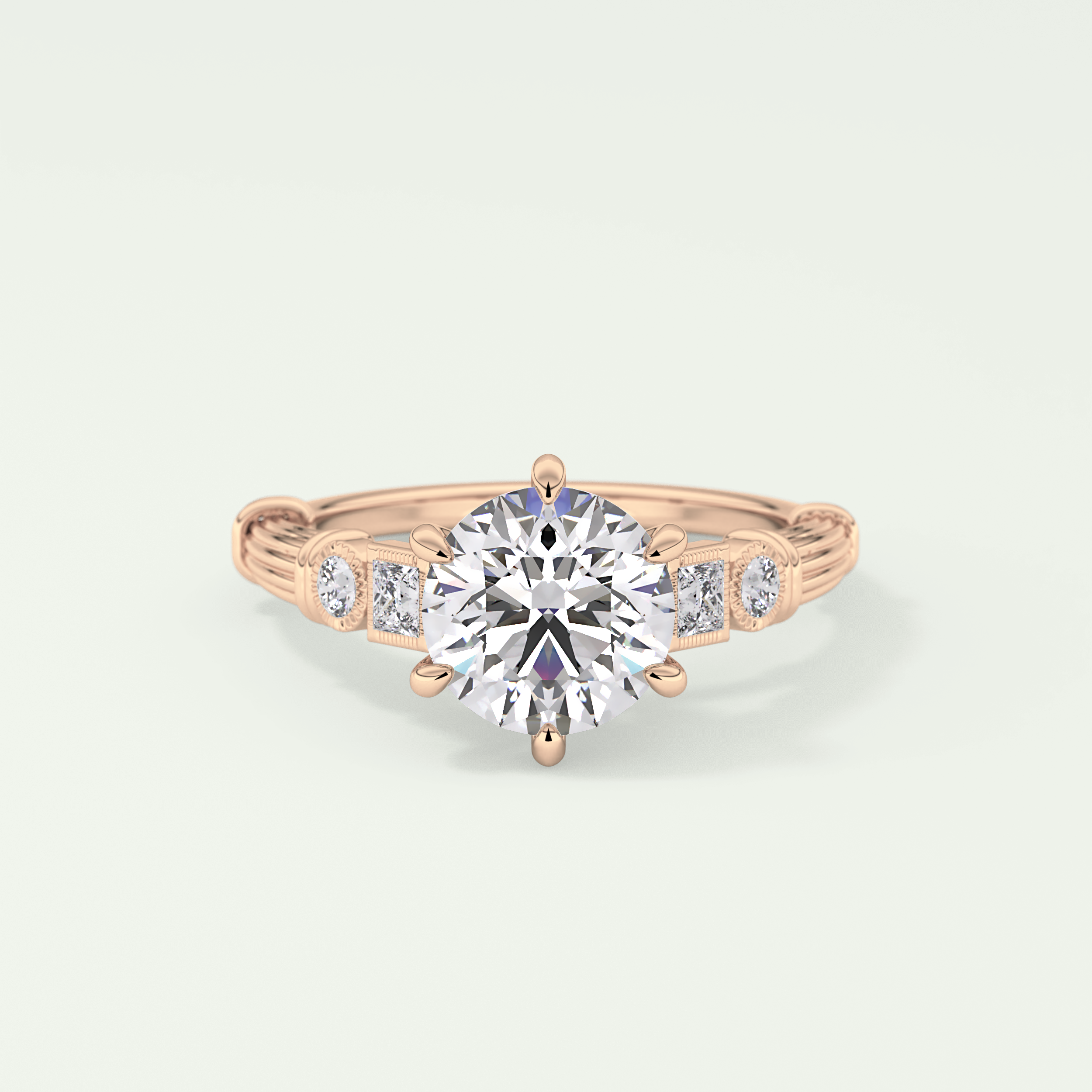 2.0 CT Round Cut Cluster Style Lab Grown Diamond Engagement Ring