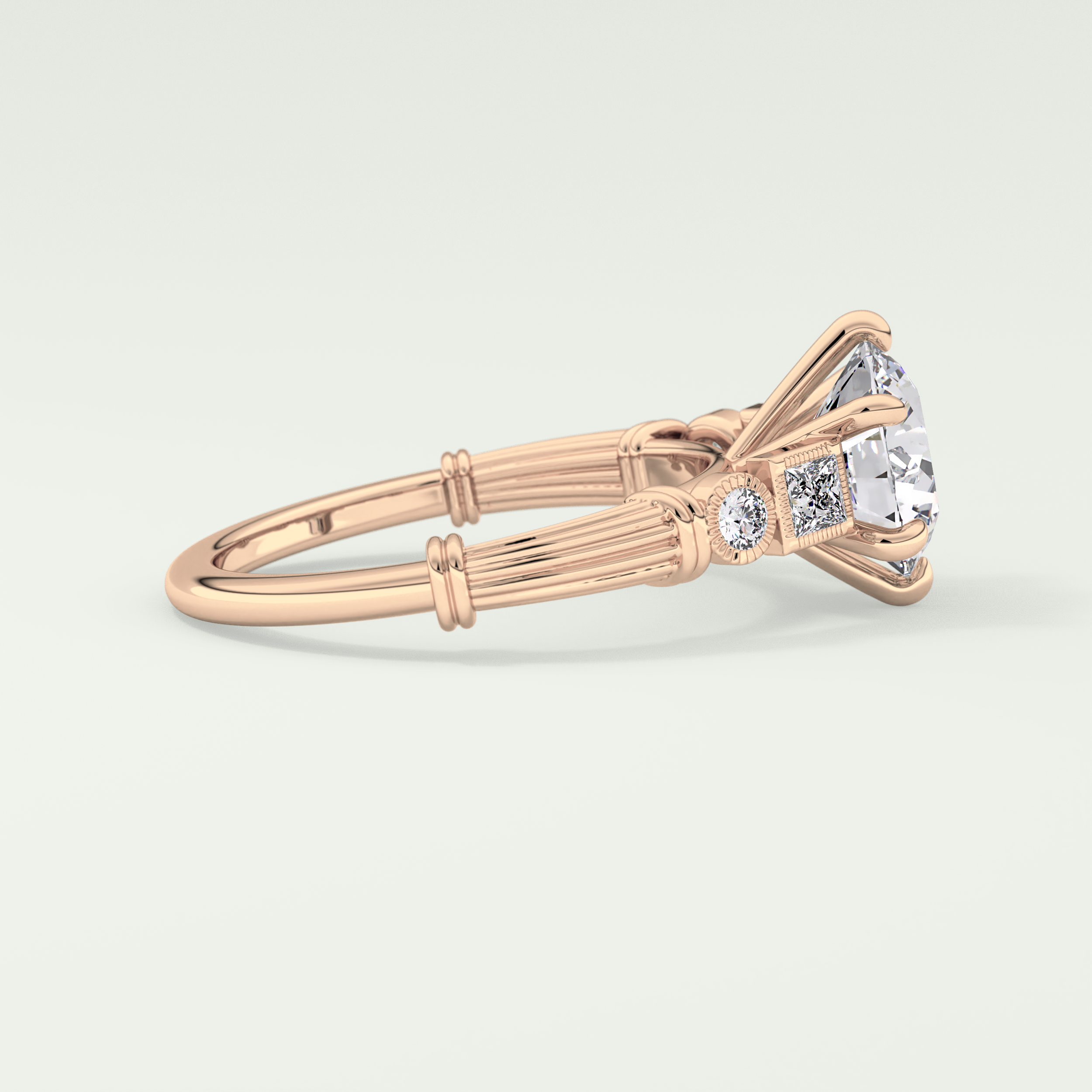2.0 CT Round Cut Cluster Style Lab Grown Diamond Engagement Ring