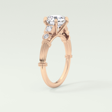 2.0 CT Round Cut Cluster Style Lab Grown Diamond Engagement Ring