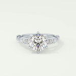 2.0 CT Round Cut Cluster Style Lab Grown Diamond Engagement Ring