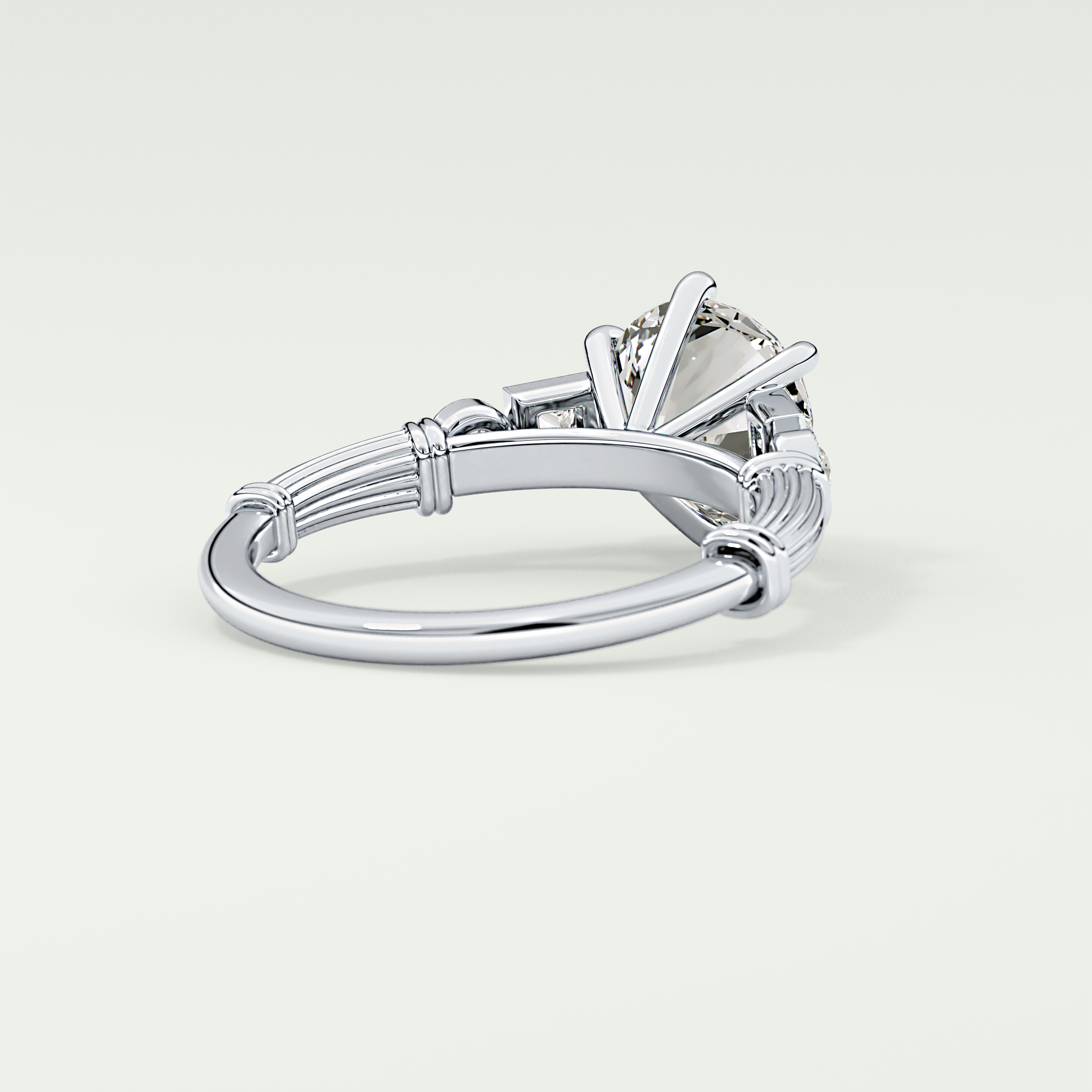 2.0 CT Round Cut Cluster Style Lab Grown Diamond Engagement Ring