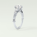 2.0 CT Round Cut Cluster Style Lab Grown Diamond Engagement Ring