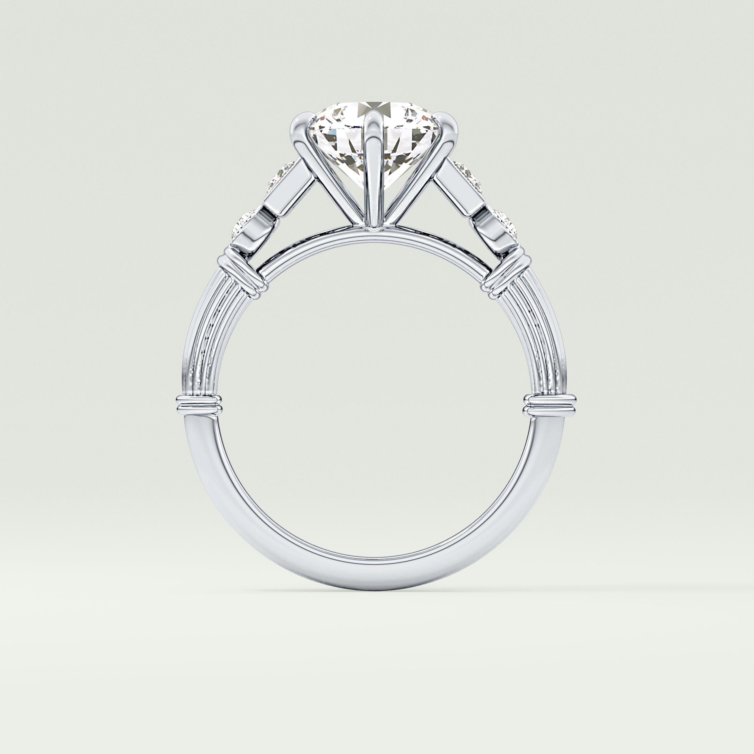 2.0 CT Round Cut Cluster Style Lab Grown Diamond Engagement Ring