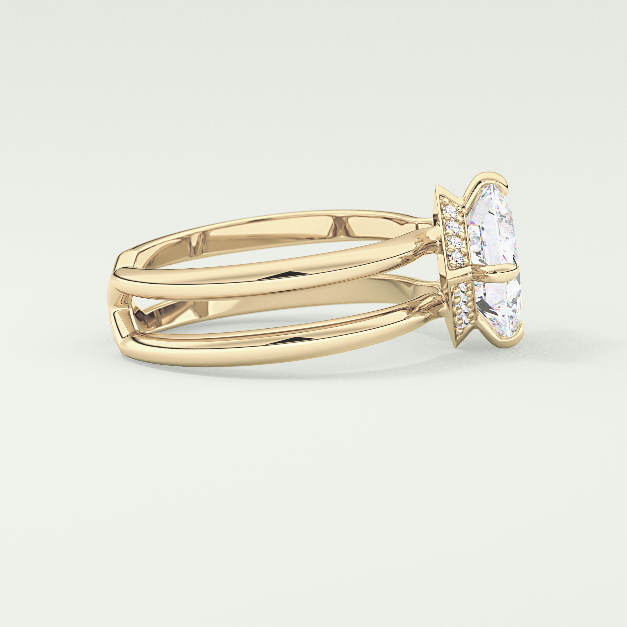 2.0 CT Princess Cut Double Shank & Hidden Halo Moissanite Engagement Ring 3