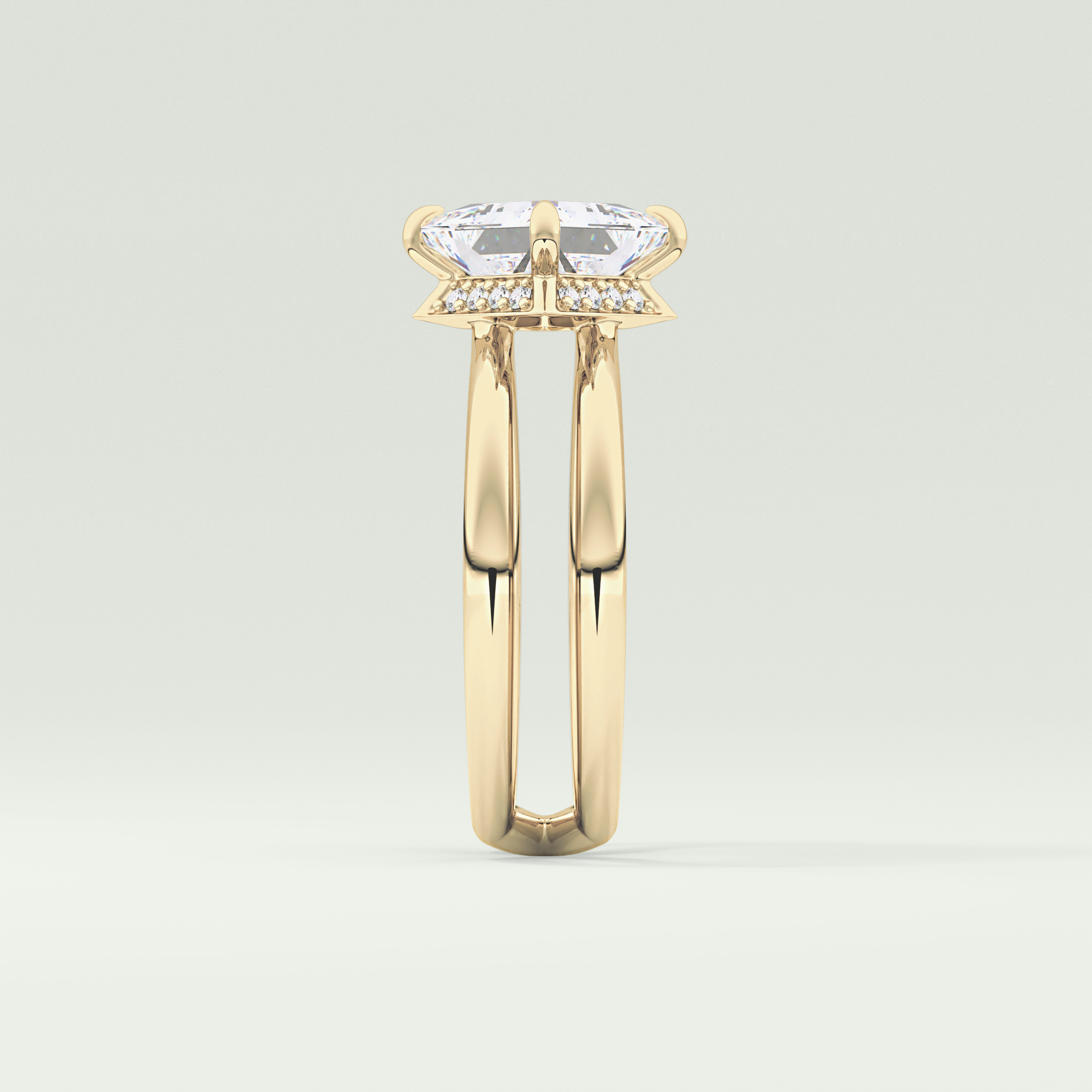 2.0 CT Princess Cut Double Shank Lab Grown Engagement Ring
