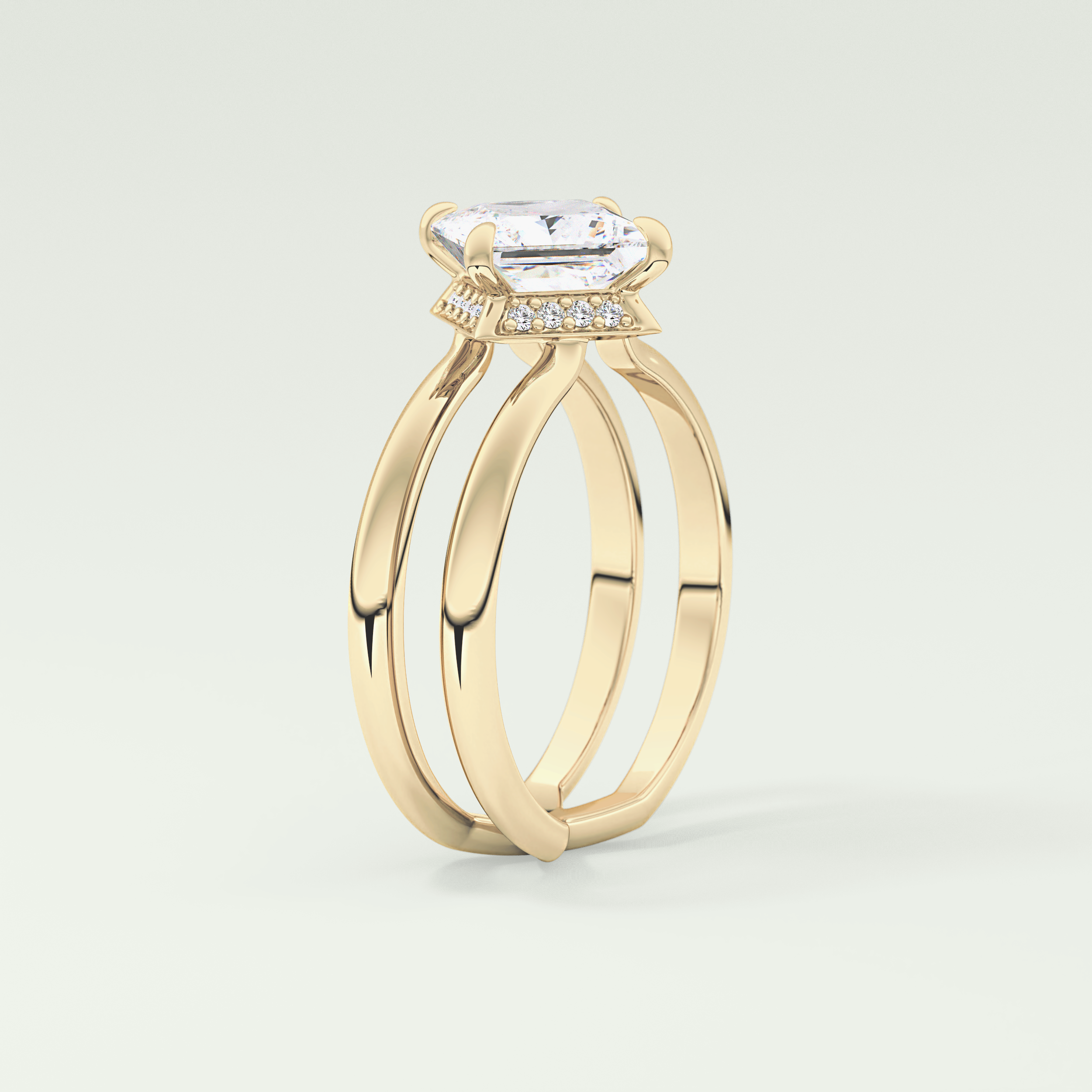 2.0 CT Princess Cut Double Shank Lab Grown Engagement Ring