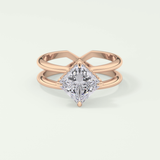 2.0 CT Princess Cut Double Shank Lab Grown Engagement Ring