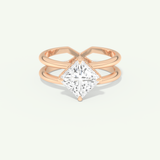 2.0 CT Princess Cut Double Shank Hidden Halo Lab-Grown Engagement Ring