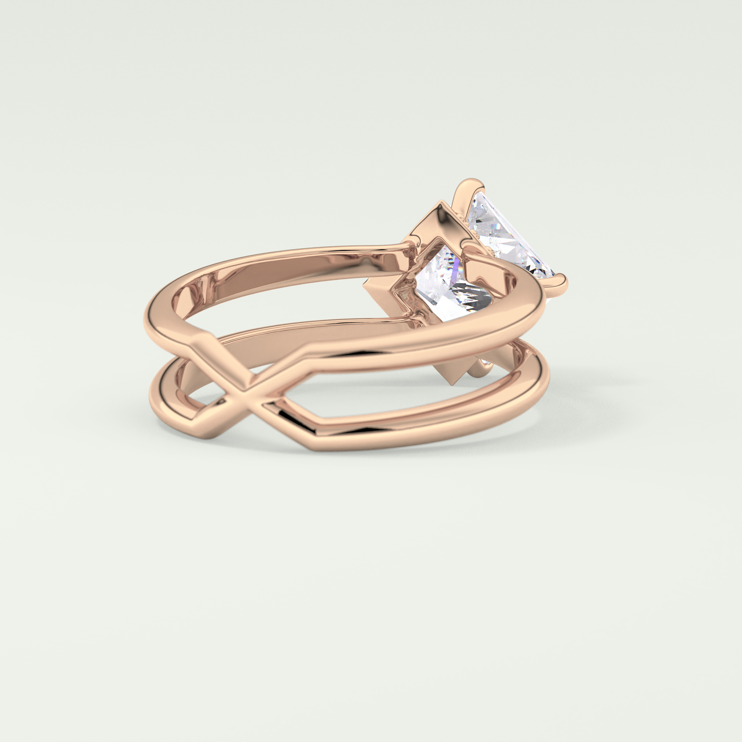 2.0 CT Princess Cut Double Shank Lab Grown Engagement Ring