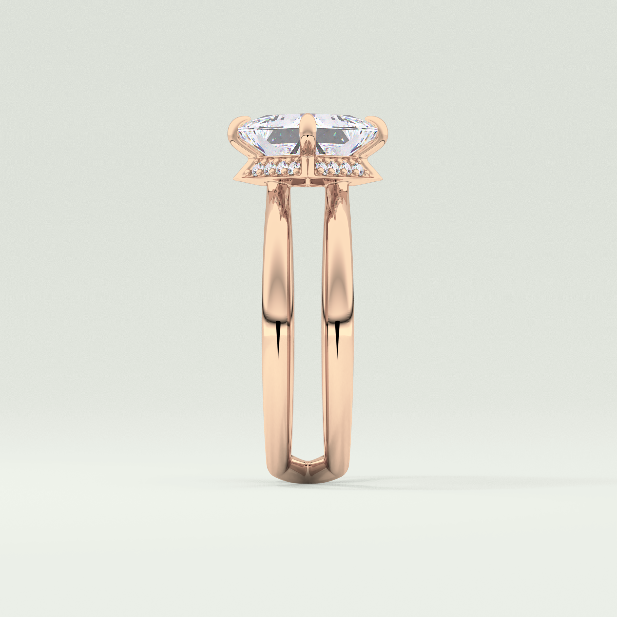 2.0 CT Princess Cut Double Shank Lab Grown Engagement Ring