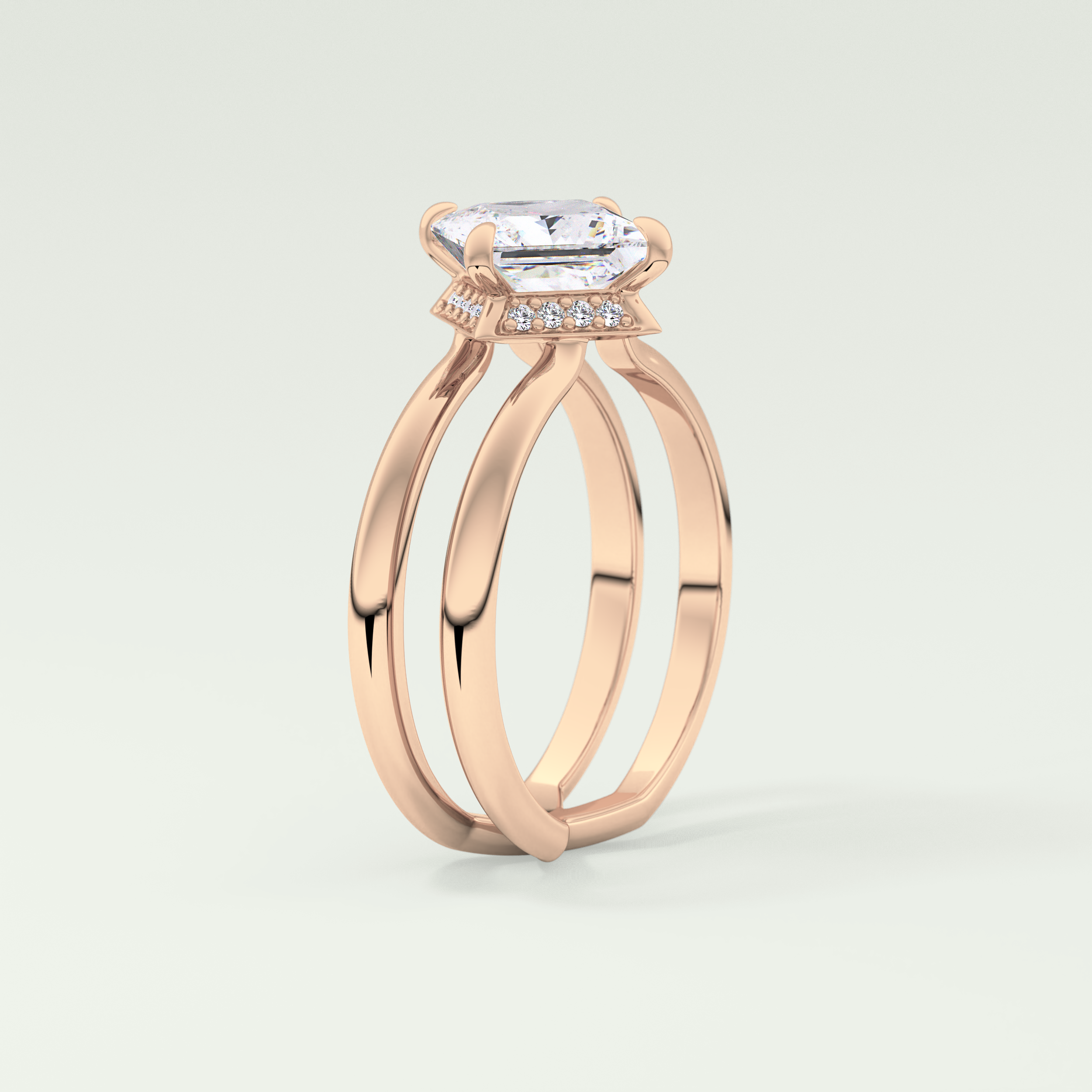 2.0 CT Princess Cut Double Shank Lab Grown Engagement Ring