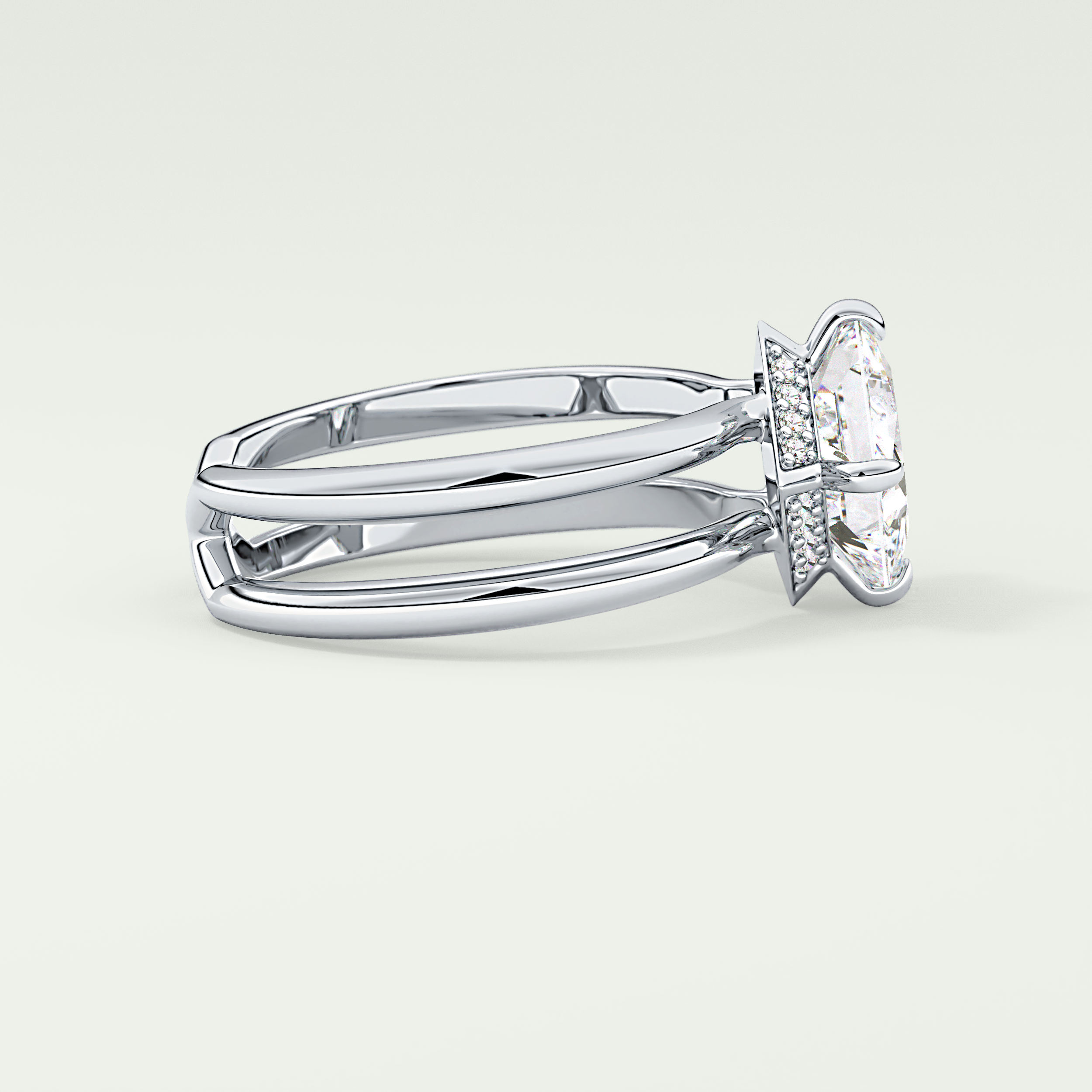 2.0 CT Princess Cut Double Shank Lab Grown Engagement Ring