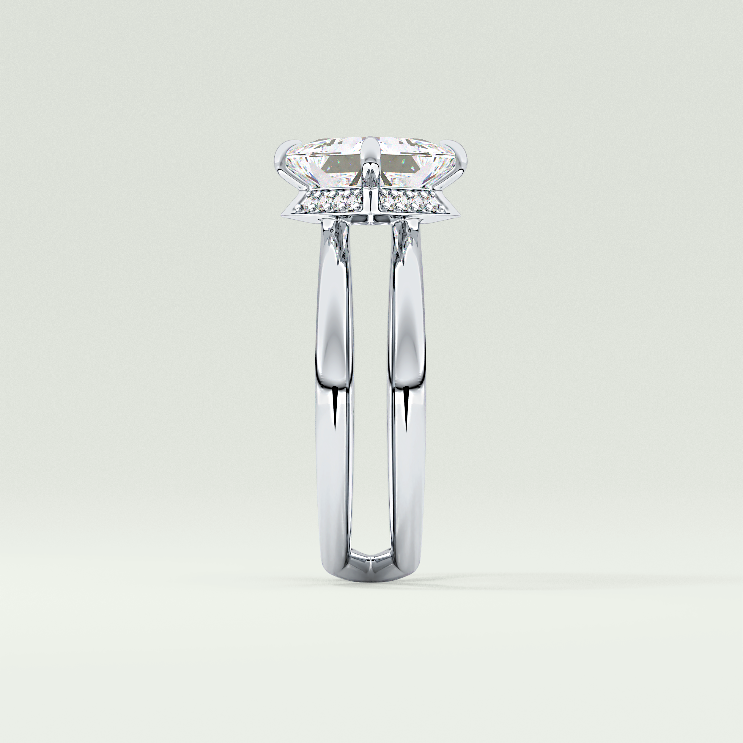 2.0 CT Princess Cut Double Shank Lab Grown Engagement Ring