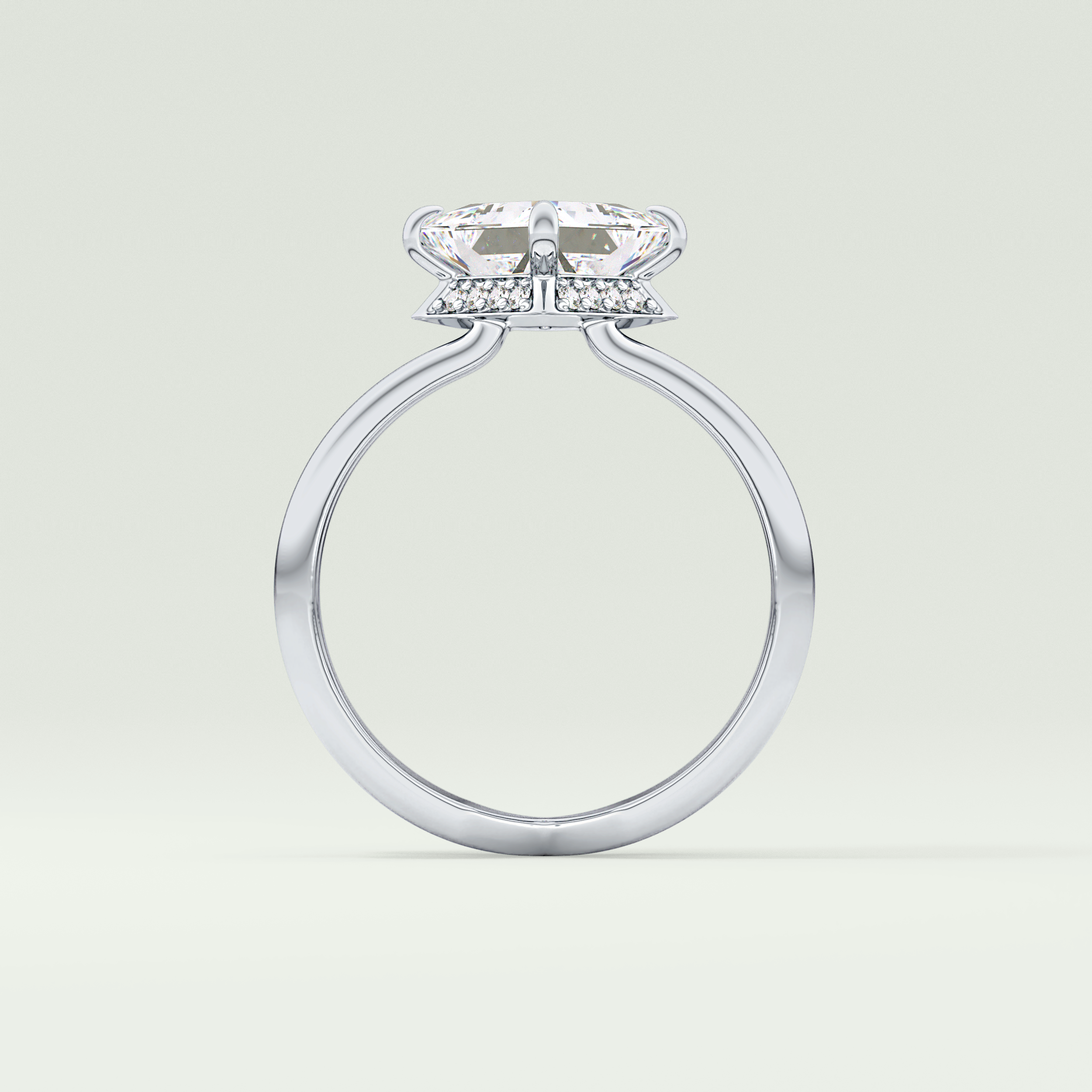 2.0 CT Princess Cut Double Shank Lab Grown Engagement Ring