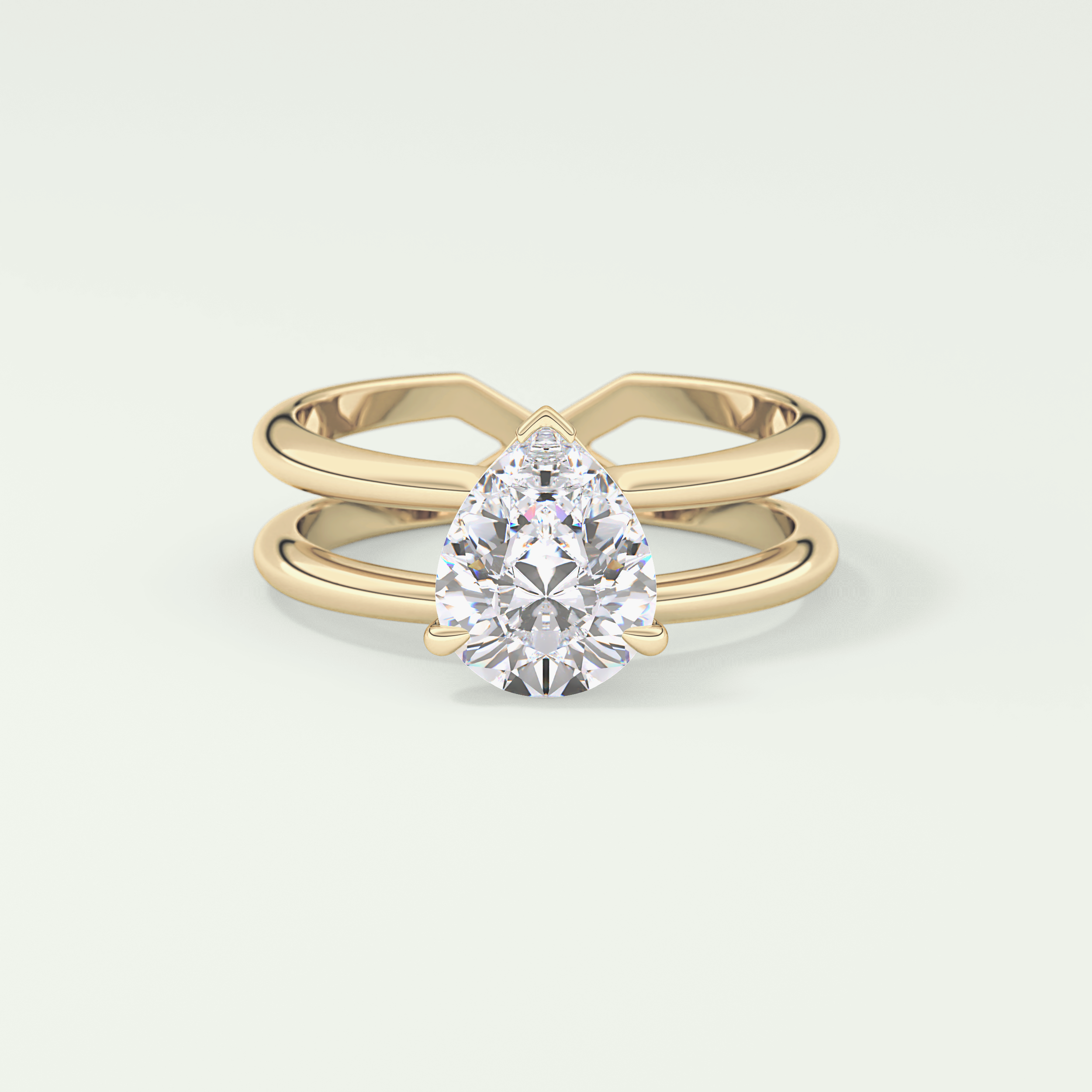 2.0 CT Pear Cut Double Shank Hidden Halo Style Lab-Grown Diamond Engagement Ring 1